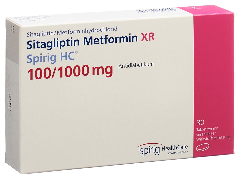 SITAGLIPTINE METFORMINE Metfor XR Spirig HC Cpr Ret 100mg 1000mg Blist