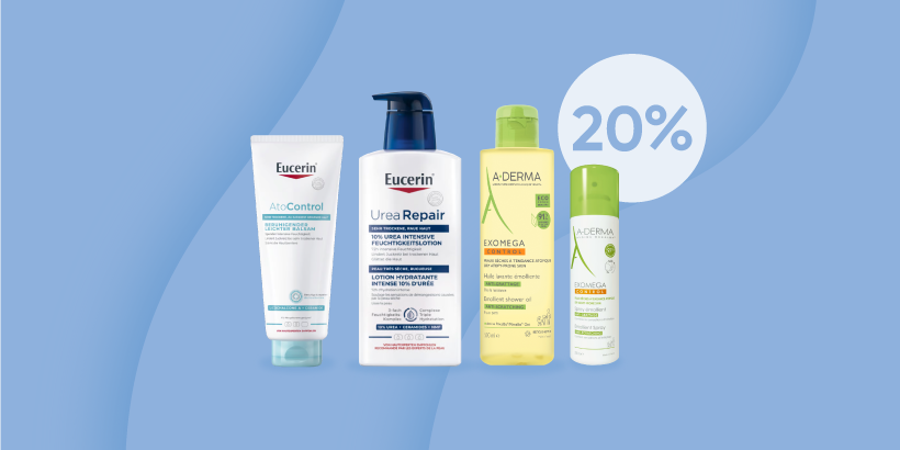 Fokus trockene Haut – 20% auf die trockene Haut-Linien von Eucerin und A-Derma