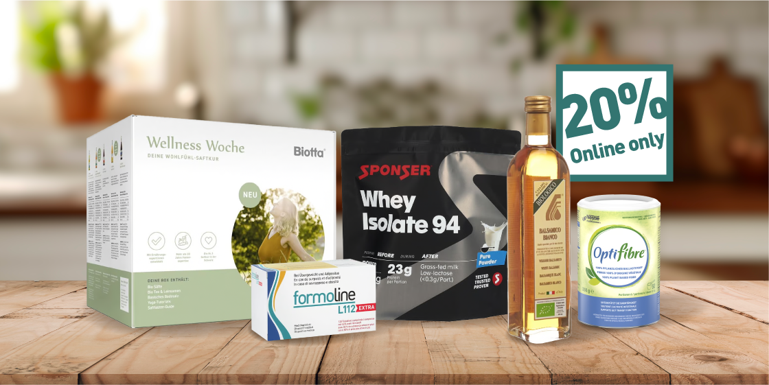 20% su alimentazione inclusi gli integratori alimentari. Per uno stile di vita più consapevole. Solo online.