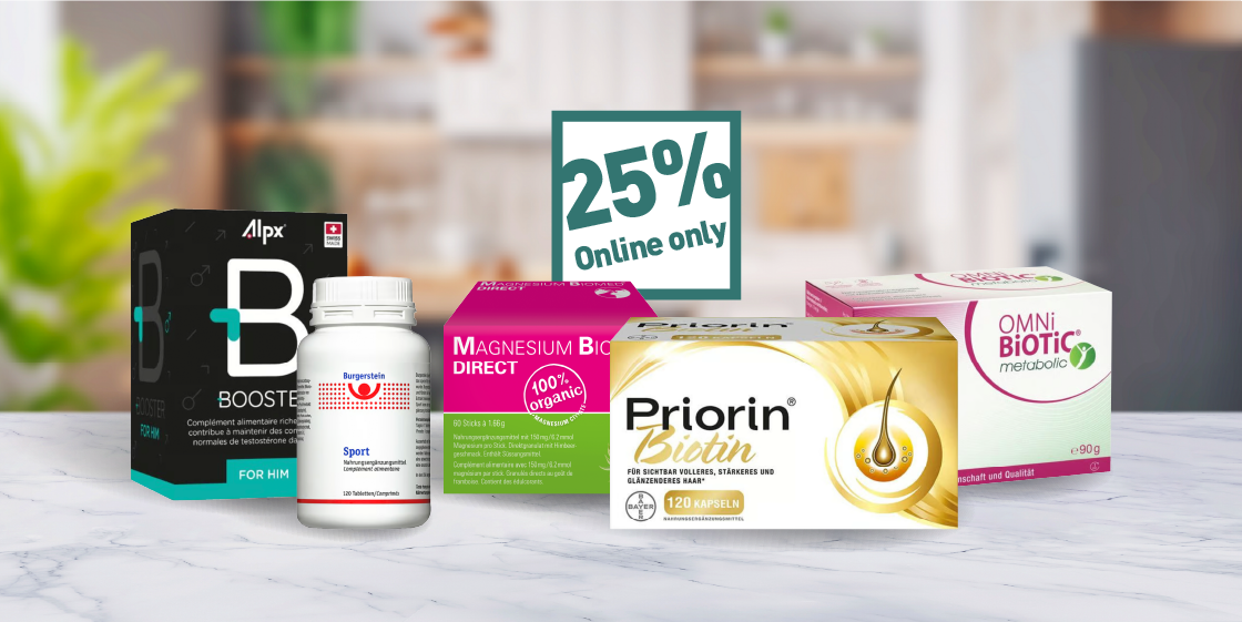 25% auf Nahrungsergänzungsmittel