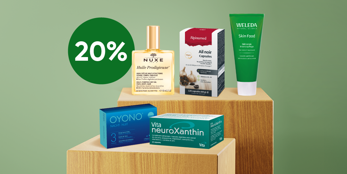 Prodotti Nuxe, Alpinamed, Weleda, Oyono e Vita con sconto del 20% nello shop online Amavita