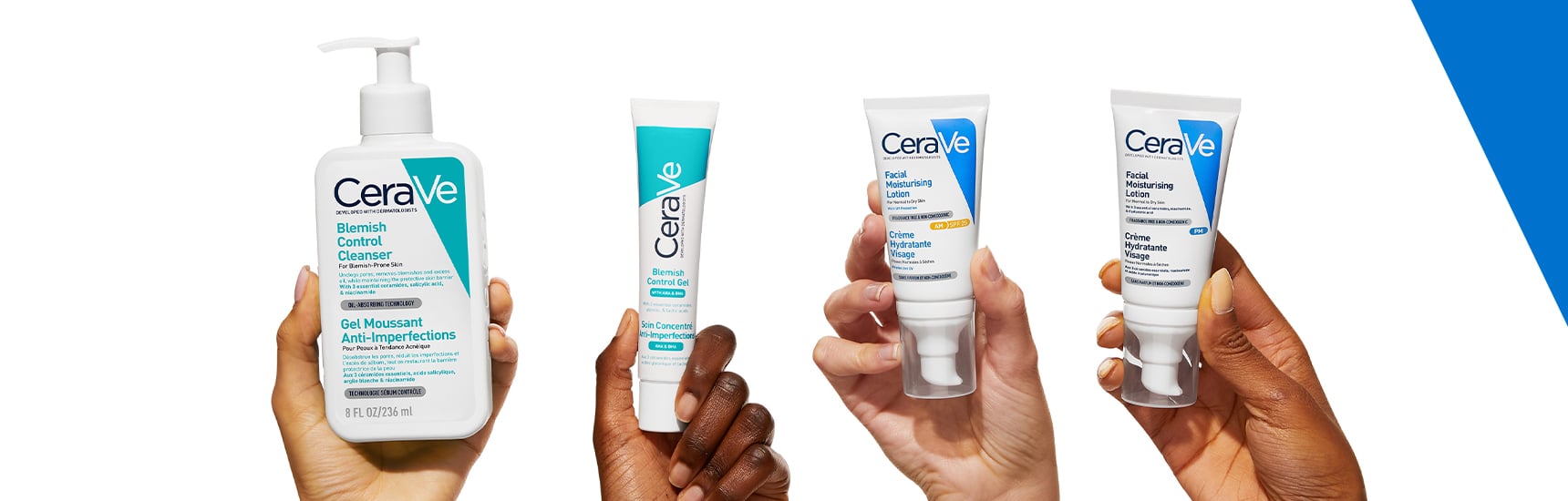 Produits CeraVe pour les soins quotidiens de la peau – avec céramides, pour le visage et le corps, adaptés à tous les types de peau