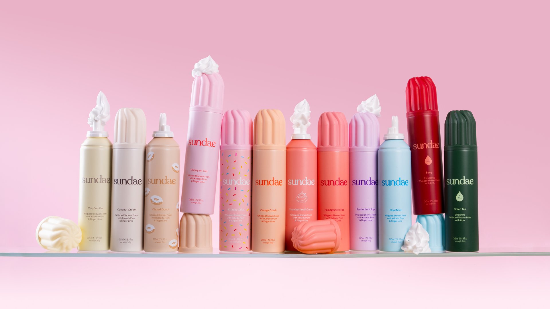 Sundae Body Whipped Shower Foam en différentes couleurs et senteurs