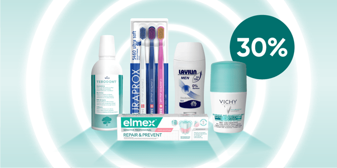 30% ab zwei Zahnpflege- und Deo-Produkten