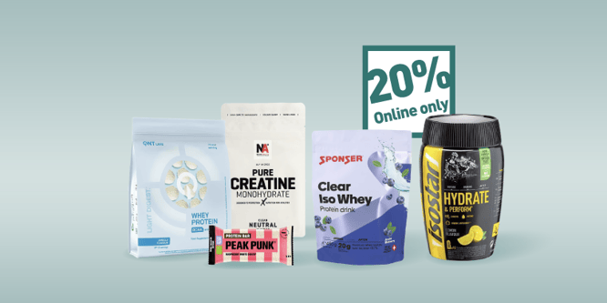 20% di sconto su prodotti selezionati per la nutrizione sportiva nello shop online Amavita.