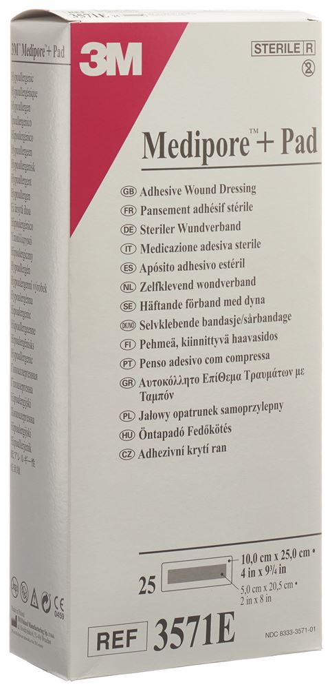 3M Medipore+Pad 10x25cm Wundkissen 5×20.5cm 25 Stk