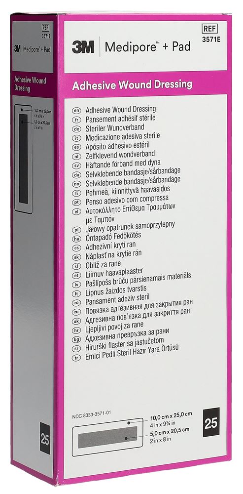 3M Medipore+Pad 10x25cm Wundkissen 5x20.5cm 25 Stk