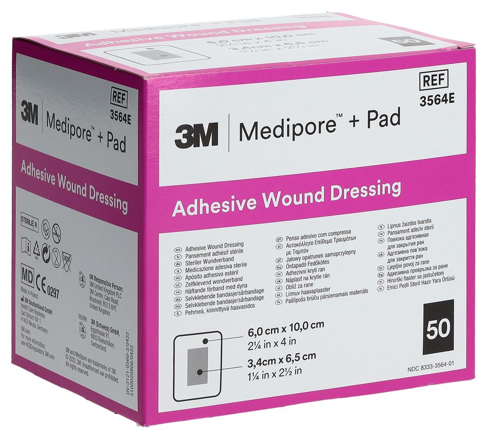 3M Medipore+Pad 6x10cm Wundkissen 3.4x6.5cm 50 Stk