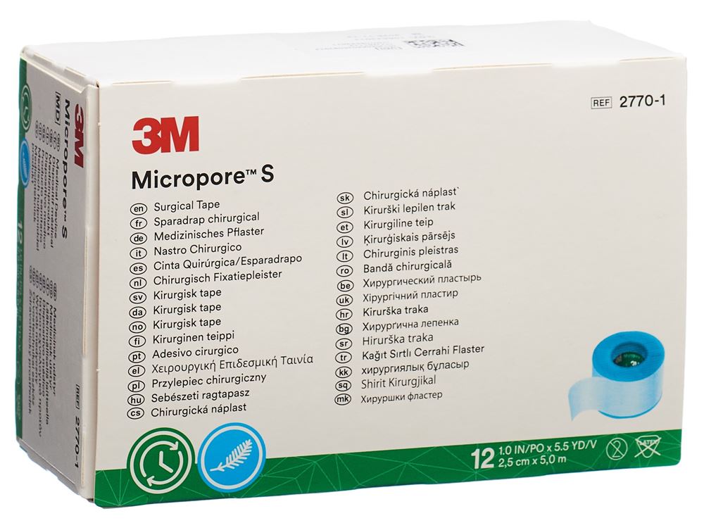 3M Micropore S Silikonrollenpflaster 2.5cmx5m 12 Stk