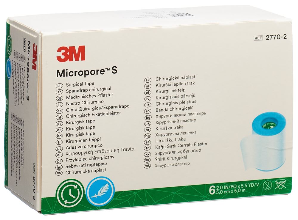 3M Micropore S Silikonrollenpflaster 5cmx5m 6 Stk