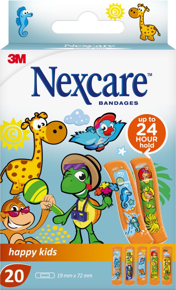 3M Nexcare Kinderpflaster Happy Kids 1.9×7.2cm 20 Stk