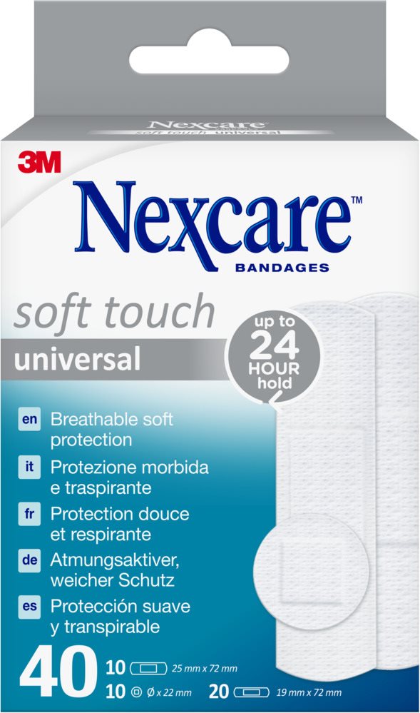 3M Nexcare Soft Touch universal Pflaster 3 Grössen gemischt 40 Stk