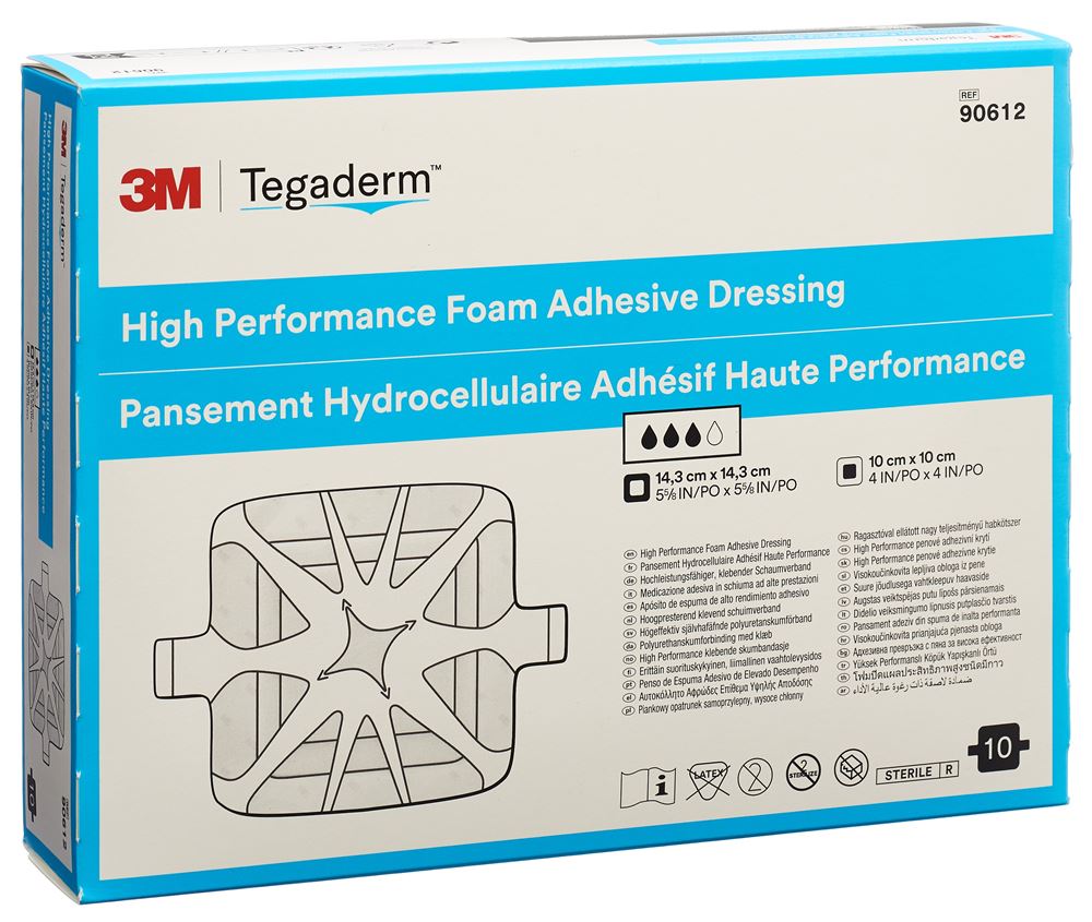 3M Tegaderm Foam HP Schaumkompresse 10x10cm adhesive 10 Stk