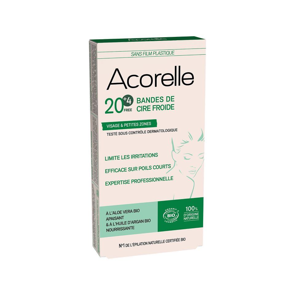 Acorelle Kaltwachsstreifen Gesicht 20 Stück + 4 Stück Gratis