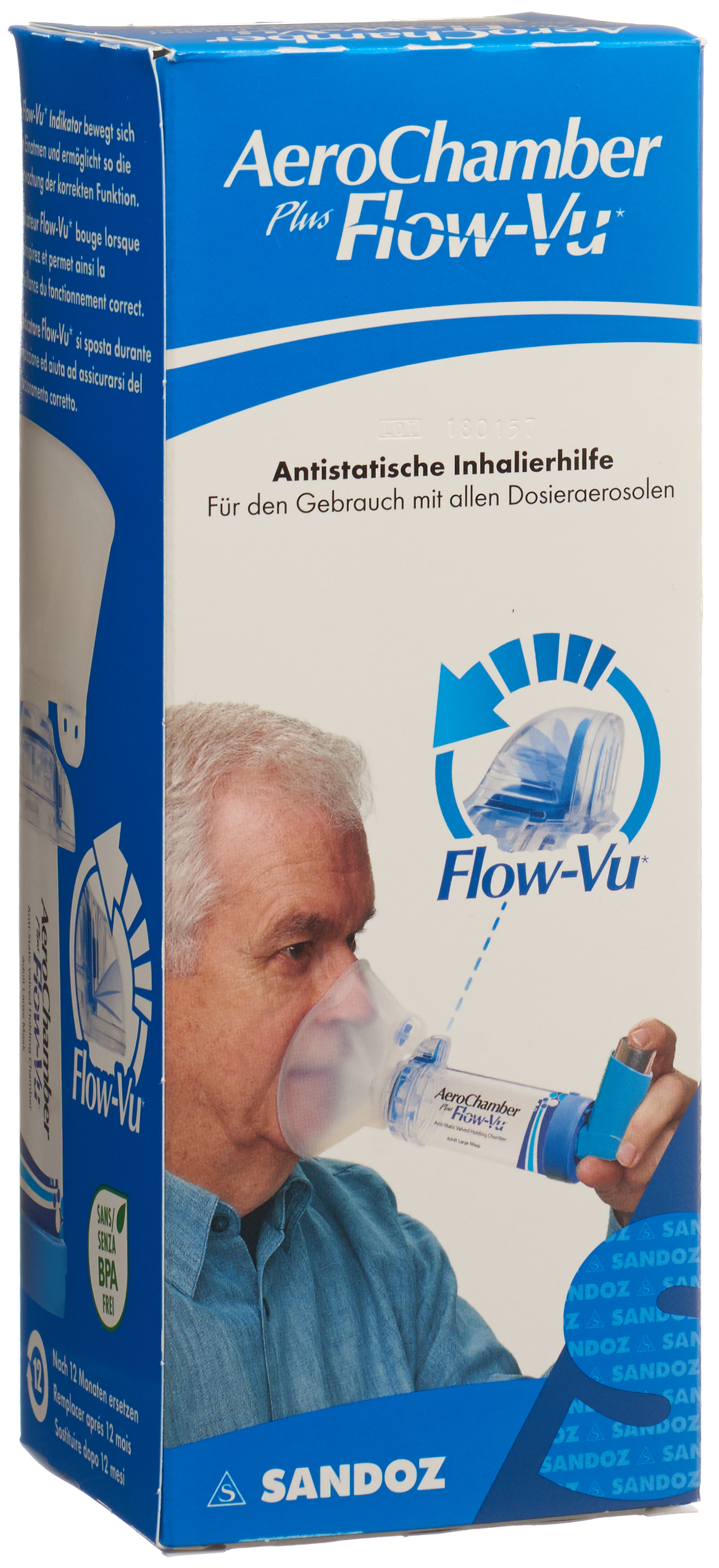 AeroChamber Plus Flow-Vu grosse Maske blau