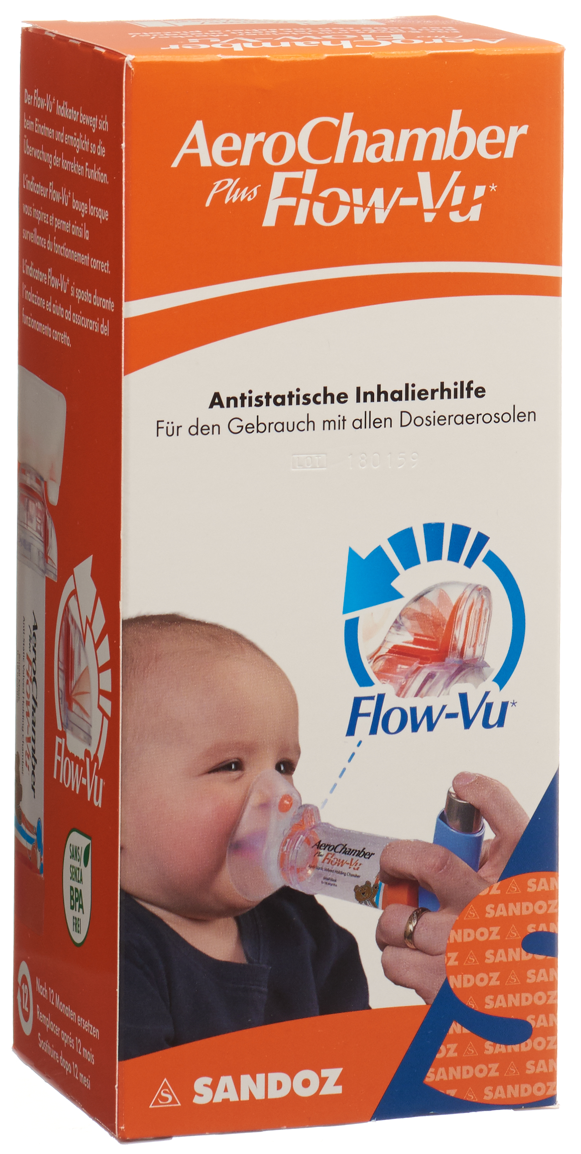 AeroChamber Plus Flow-Vu mit Maske (0-18 Monate) orange