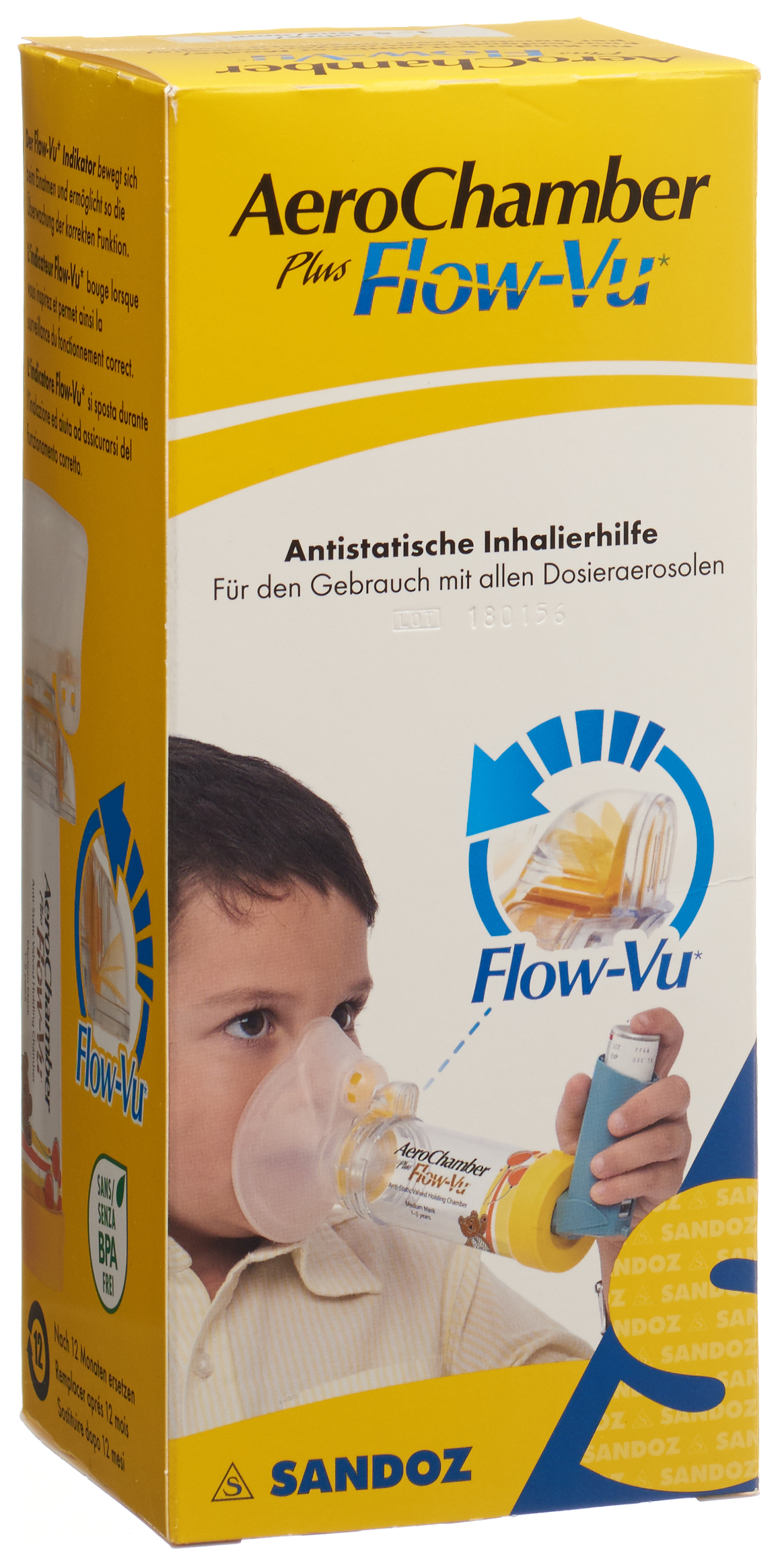 AeroChamber Plus Flow-Vu mit Maske (1-5 Jahre) gelb