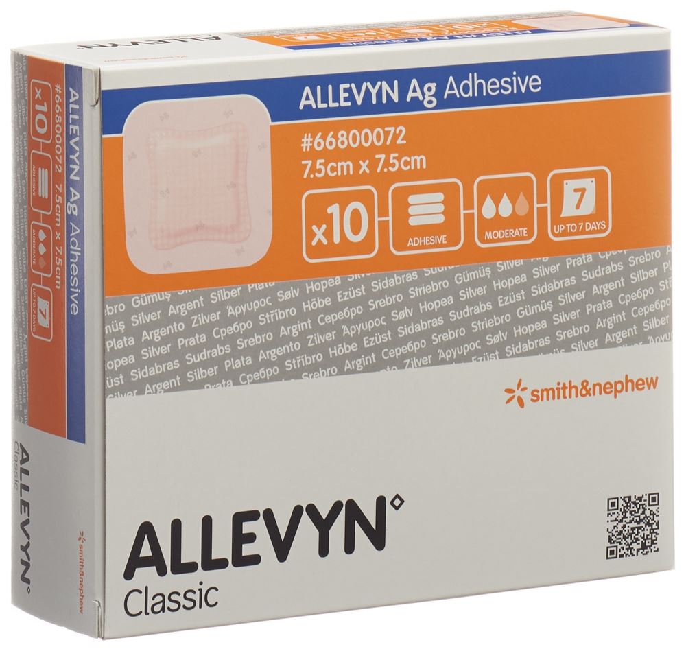 Allevyn Ag Adhesive Wundkompresse 7.5x7.5cm 10 Stk