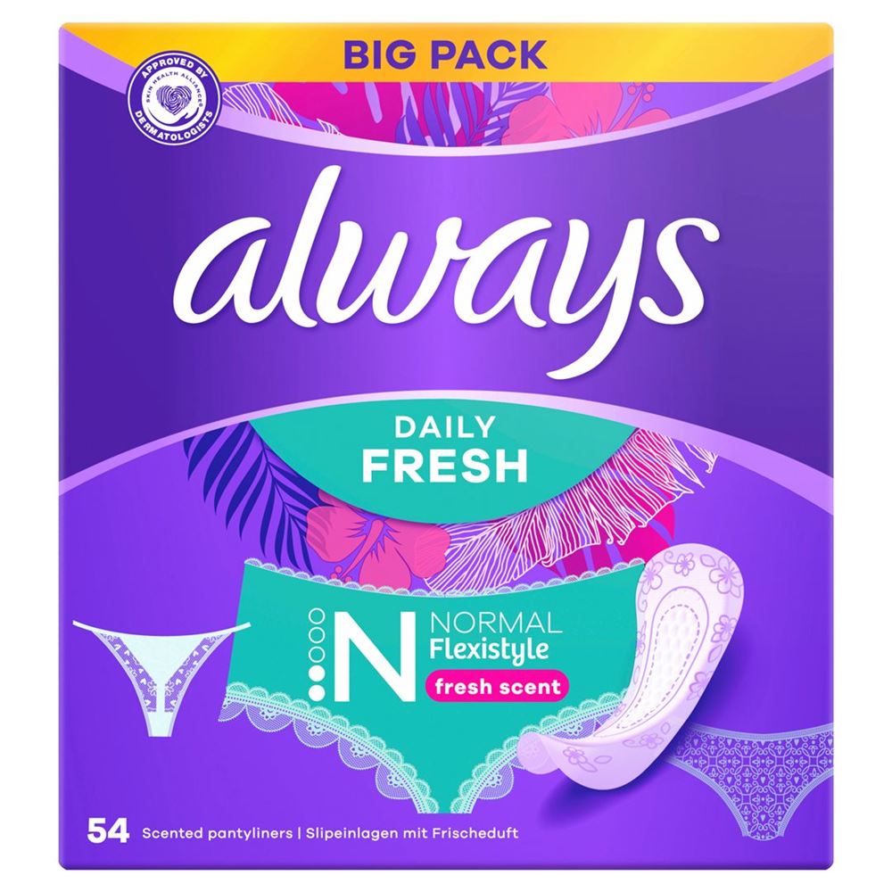 always Slipeinlage Daily Fresh Flexistyle Normal mit Frischeduft BigPack 54 Stk