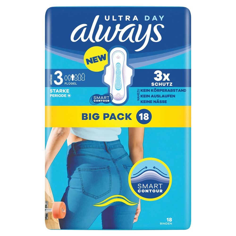 always Ultra Binde Gr3 Long Plus mit Flügeln BigPack 18 Stk