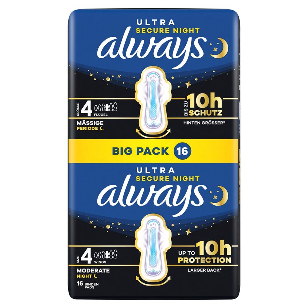 always Ultra Binde Gr4 Secure Night mit Flügeln BigPack 16 Stk