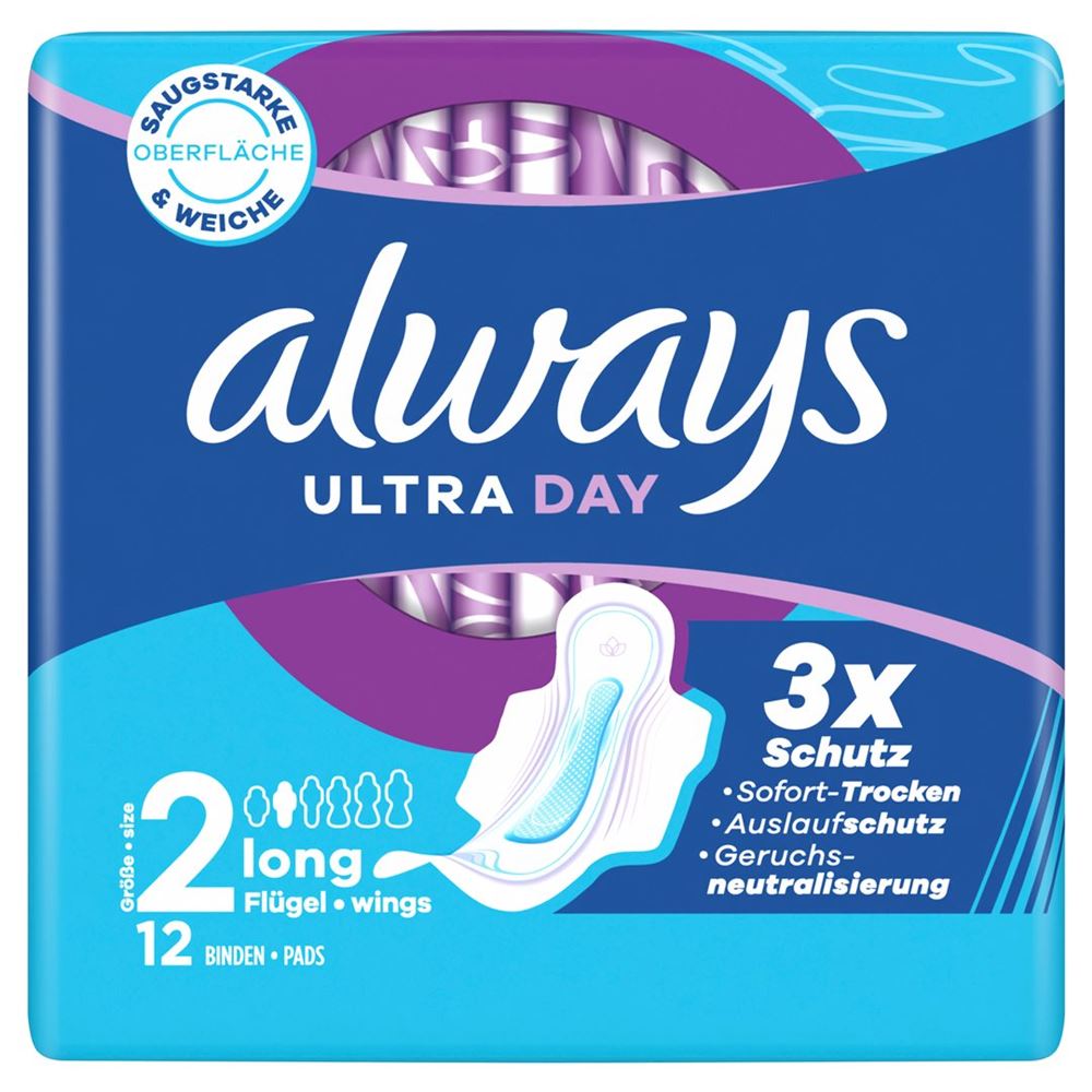 always Ultra Binde Long mit Flügeln 12 Stk