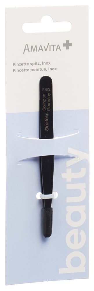 Amavita Beauty Pinzette spitz Inox schwarz matt