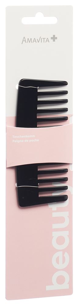 Amavita Beauty Strähnen-Taschenkamm 14cm Acetat schwarz