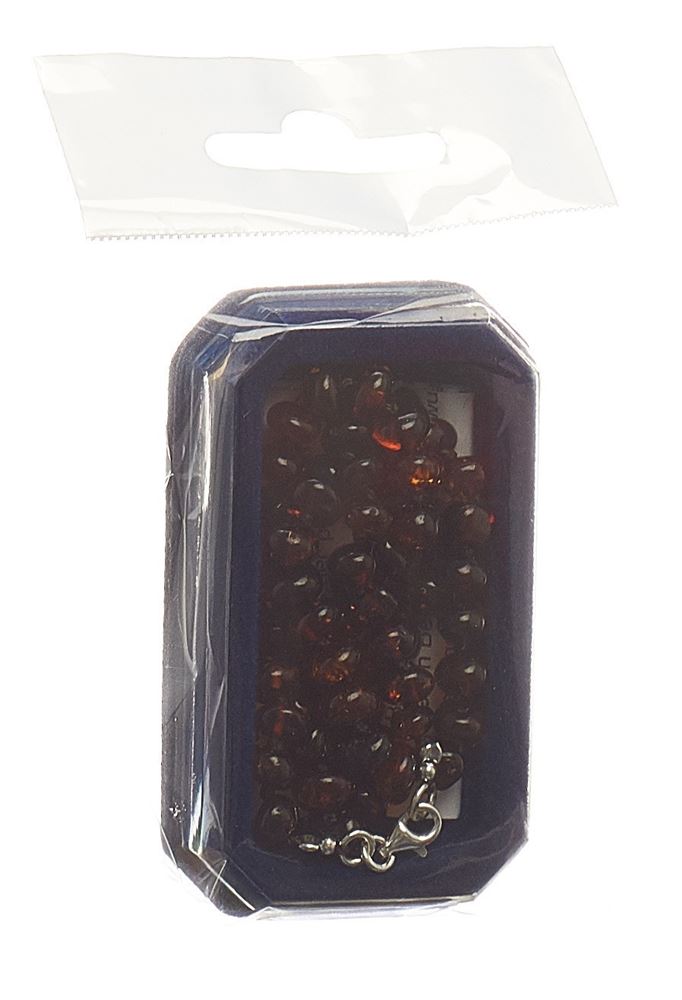 Amberstyle Bernsteinkette cognac dunkel 36cm mit Karabinerverschluss