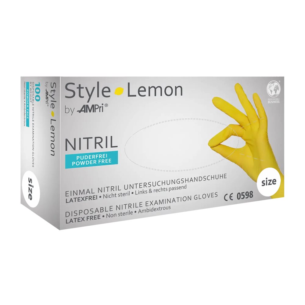 Ampri Nitril Einweg Handschuhe Style L latexfrei Lemon Box 100 Stk