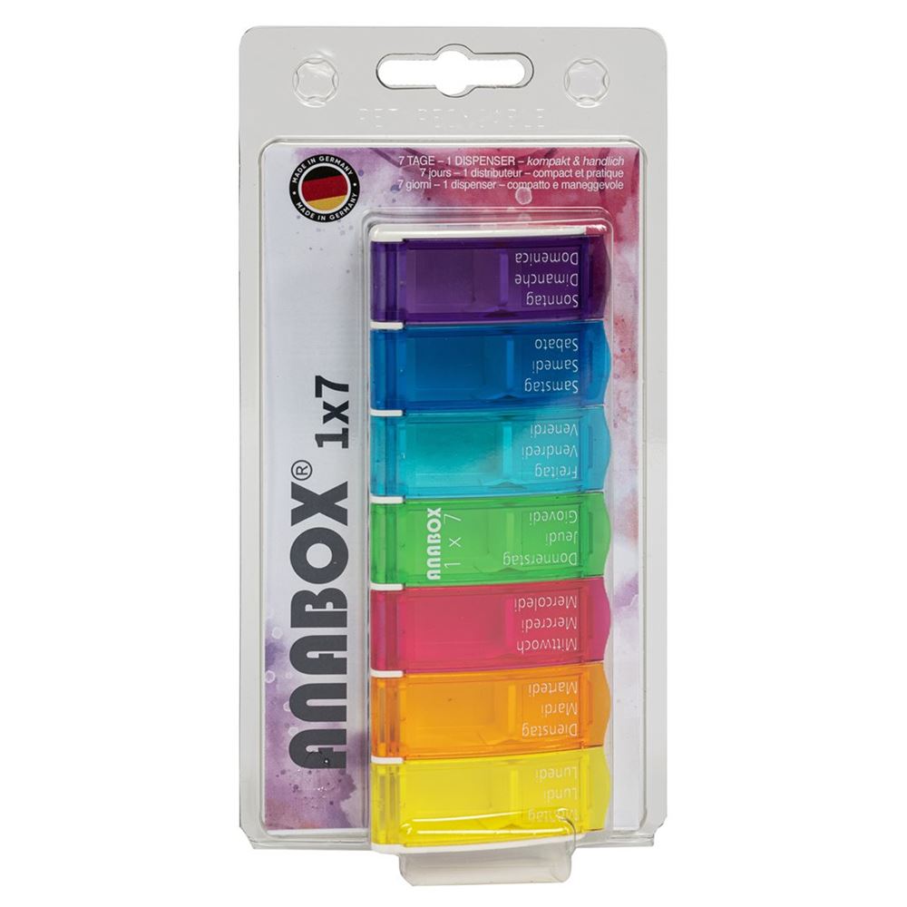 Anabox Medidispenser 1x7 bunt Plus deutsch/französisch/italienisch im Blister