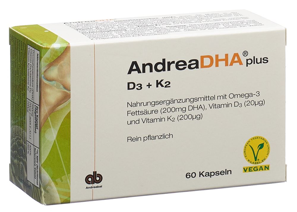 Andreadha Plus Omega-3 Vitamin D3 + Vitamin K2 Kapseln Vegan 60 Stück