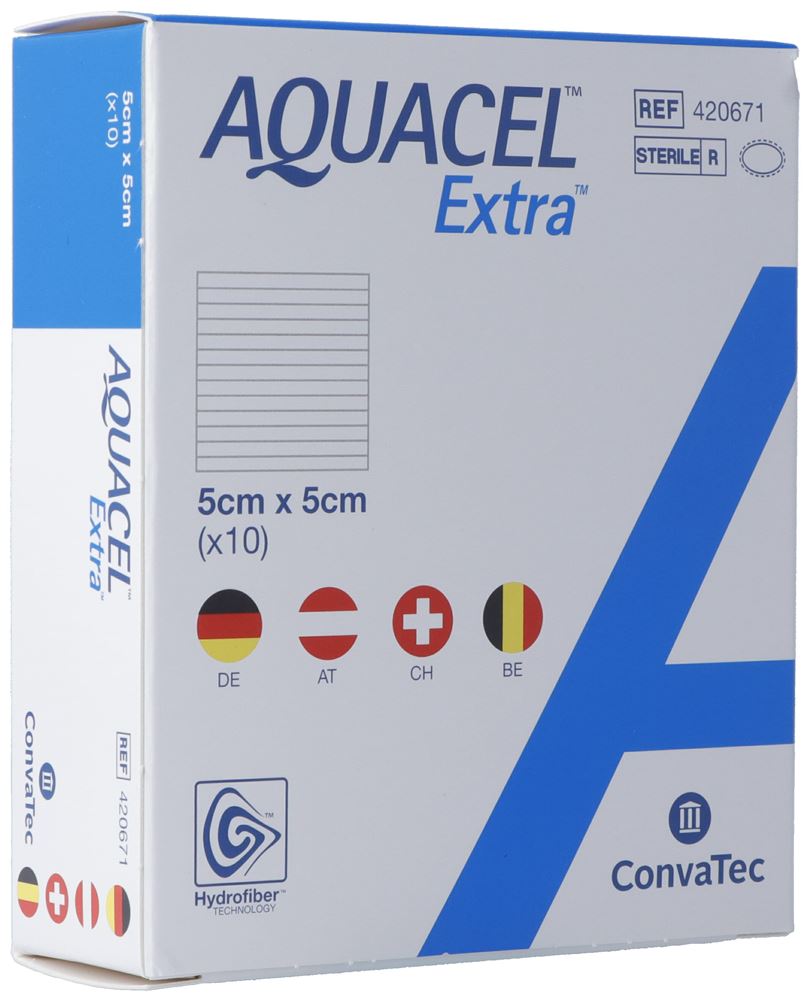 Aquacel Extra Hydrofiber Verband 5x5cm 10 Stk