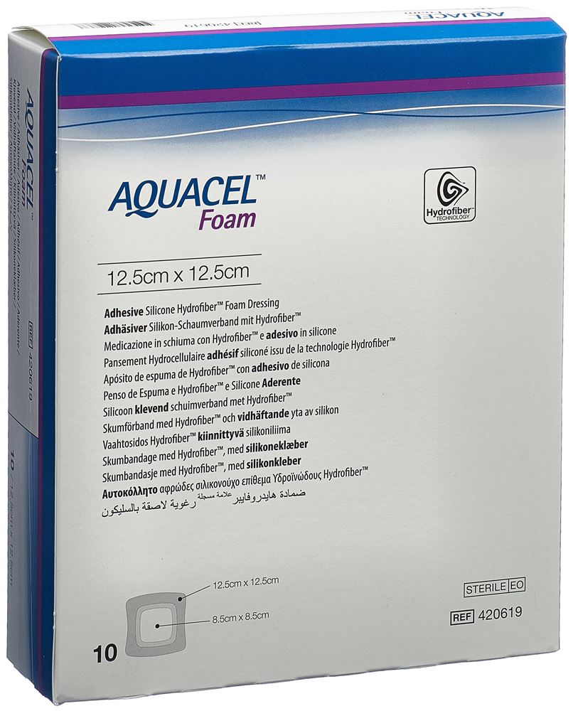 Aquacel Foam Schaumverband adhäsiv 12.5×12.5cm 10 Stk