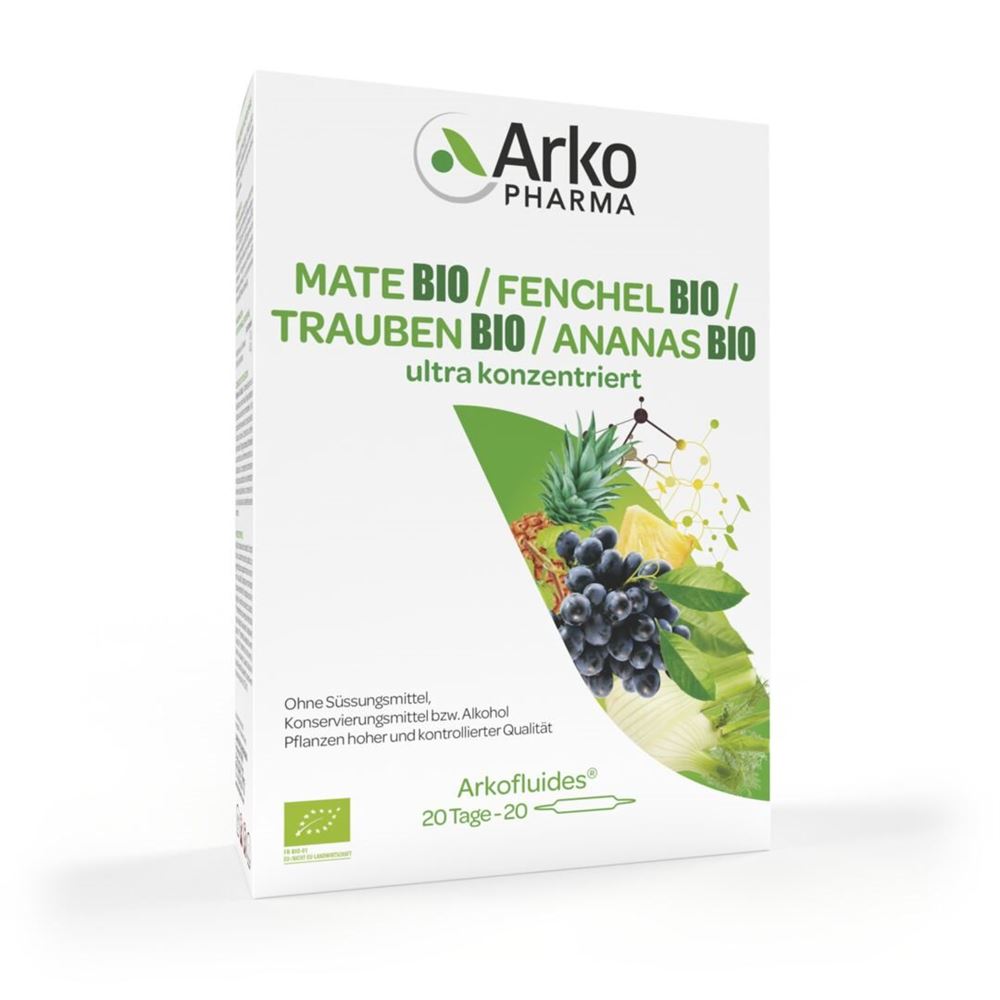 Arkofluide Ananas Mate Fenchel Weintrester Bio 20 Trinkamp 10 ml