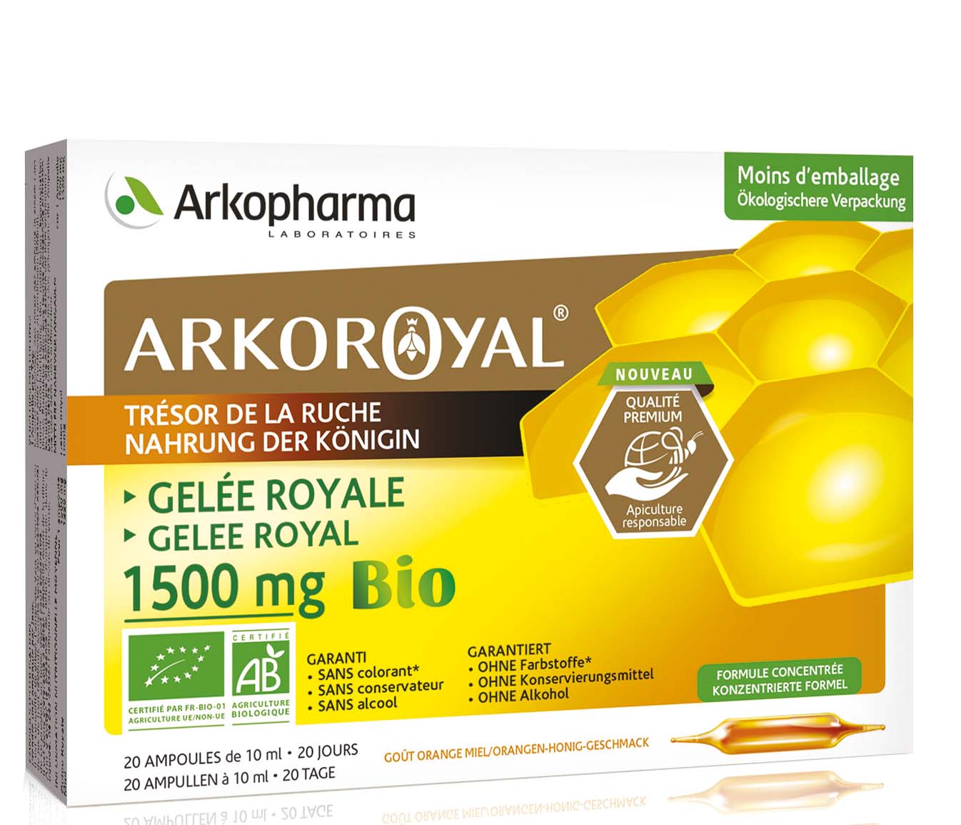 Arkoroyal Gelée Royale 1500 mg Bio 20 Trinkamp 10 ml