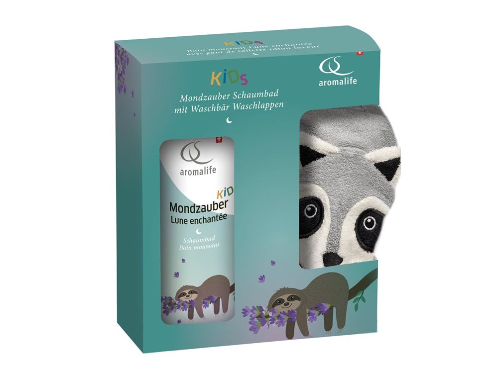Aromalife Kids Schaumbad Geschenkset Mondzauber mit Öko-Waschlappen