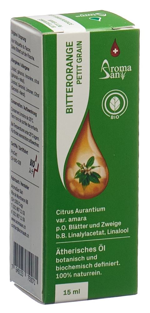 Aromasan Bitterorange petit grain bigarade Äth/Öl in Schachtel Bio 15 ml