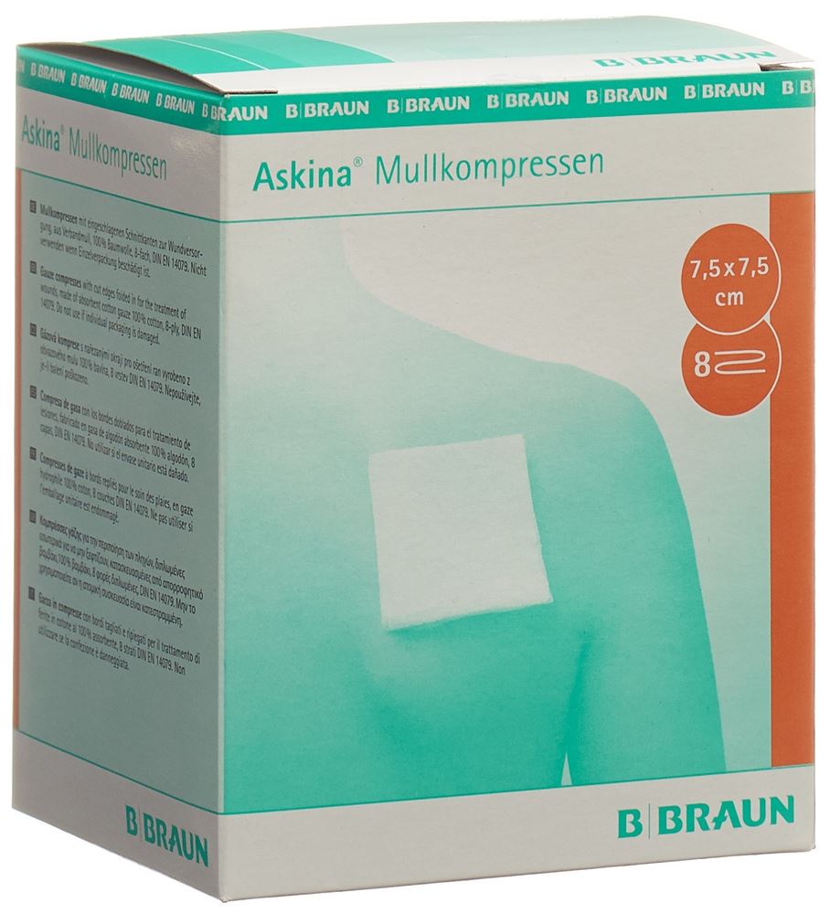 Askina Mullkompresse 7.5Cmx7.5Cm Ster 25 Beutel 2 Stück