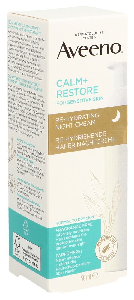 Aveeno Calm+Restore Nachtcreme Re-hydrierend Hafer Disp 50 ml