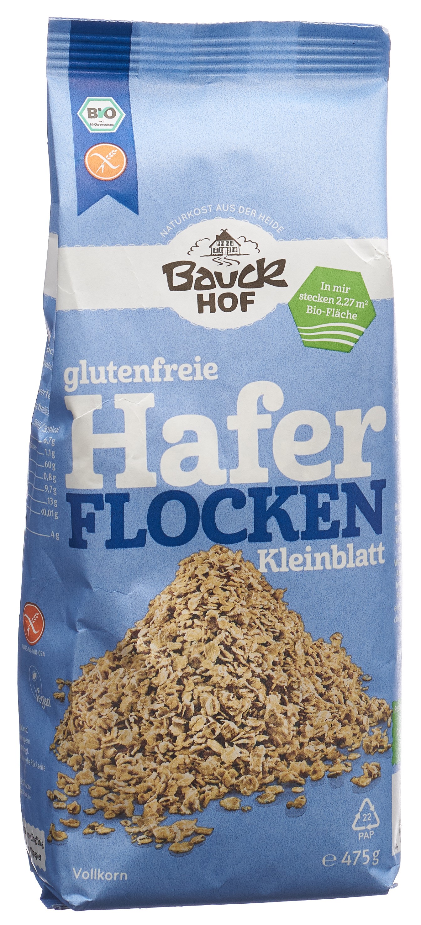 Bauckhof Haferflocken Kleinblatt Glutenfrei Beutel 475 G