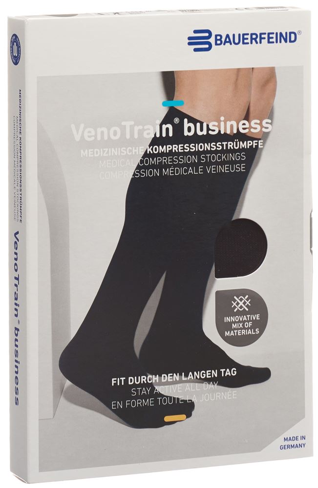 Bauerfeind VenoTrain Business Kkl2 AD L foot long normal/short geschlossene Fussspitze schwarz 1 Paar