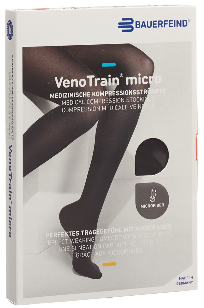 Bauerfeind VenoTrain Micro Kkl2 AD M plus/short geschlossene Fussspitze schwarz 1 Paar