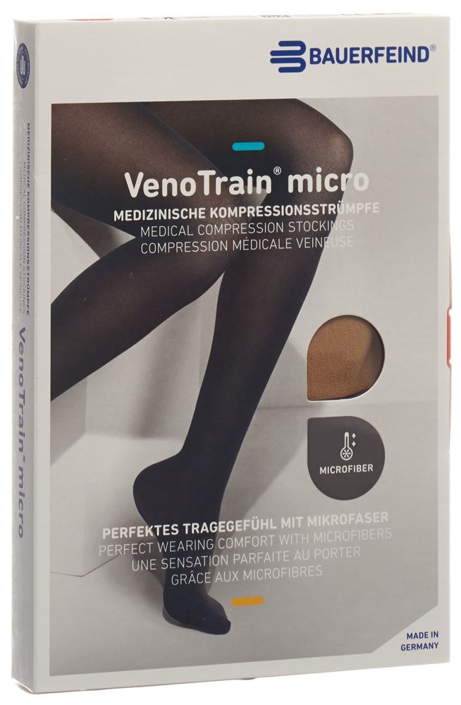 Bauerfeind VenoTrain Micro Kkl2 AD S plus/long geschlossene Fussspitze caramel 1 Paar