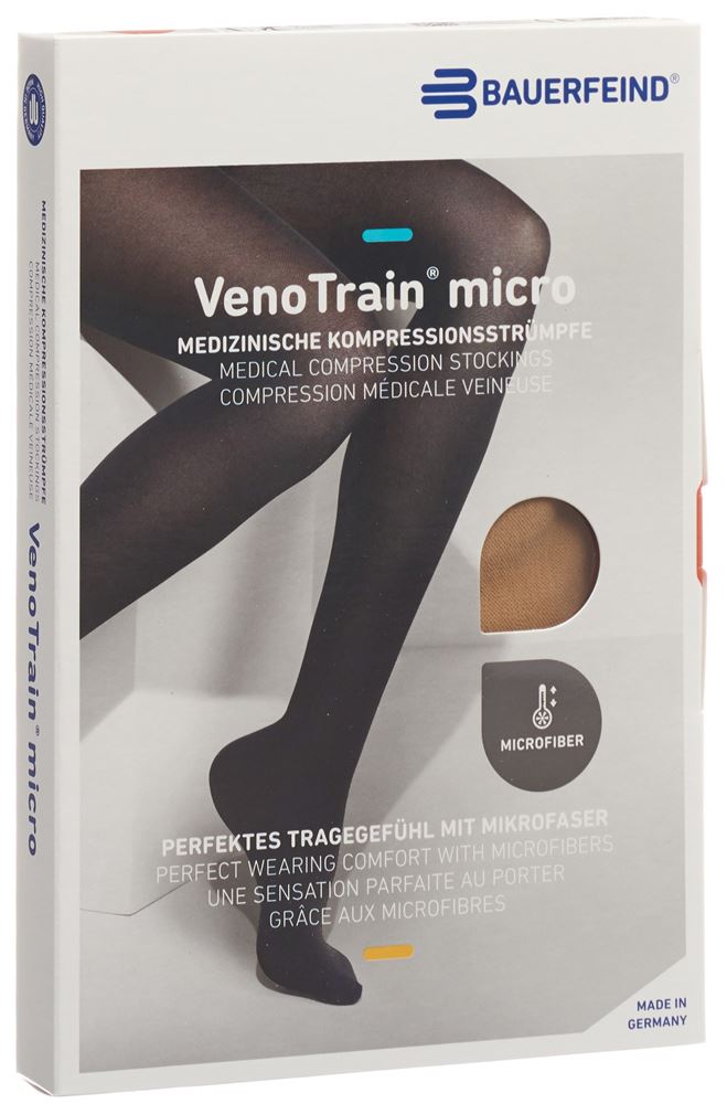 Bauerfeind VenoTrain Micro Kkl2 AD XS normal/short geschlossene Fussspitze caramel 1 Paar