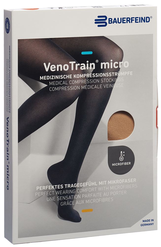 Bauerfeind VenoTrain Micro Kkl2 AG M plus/long offene Fussspitze Spitzenhaftband creme 1 Paar