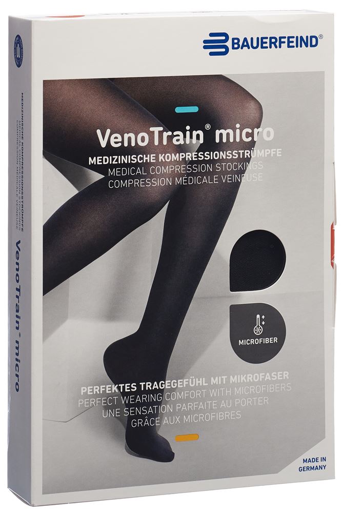 Bauerfeind VenoTrain Micro Kkl2 AT M plus/long offene Fussspitze schwarz