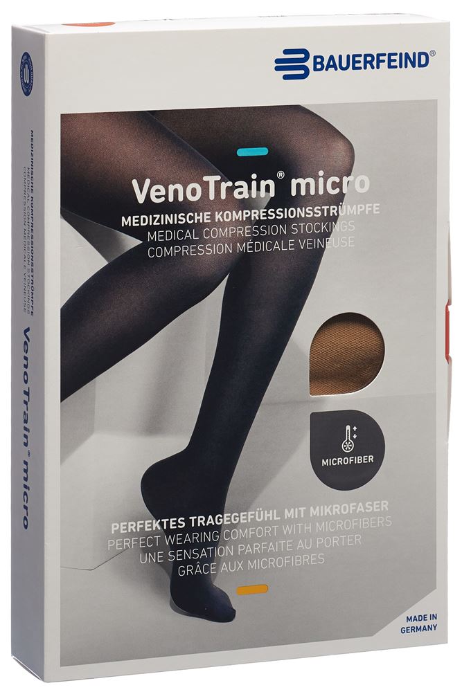 Bauerfeind VenoTrain Micro Kkl2 AT S normal/short offene Fussspitze caramel