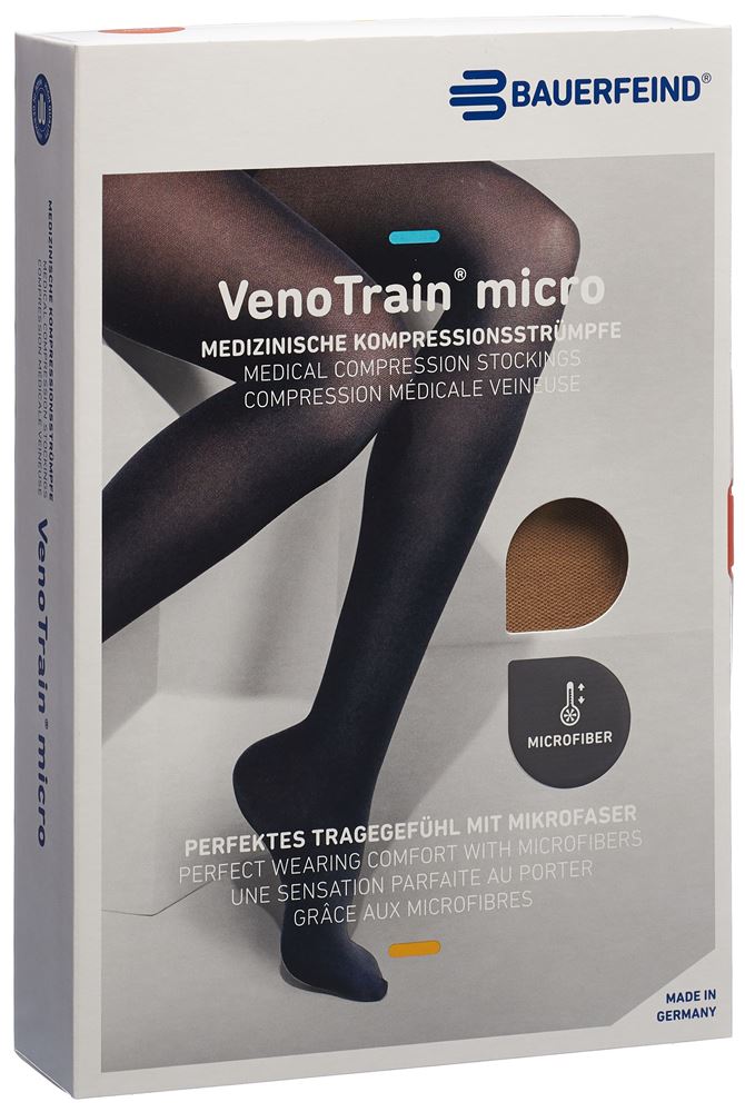 Bauerfeind VenoTrain Micro Kkl2 ATU L normal/short offene Fussspitze caramel