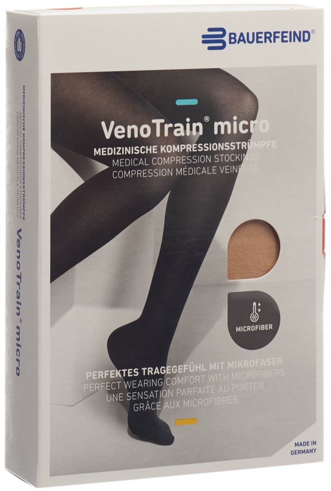Bauerfeind VenoTrain Micro Kkl2 ATU M plus/long geschlossene Fussspitze creme